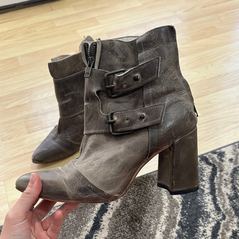 Freebird Distressed genuine leather Gray Heeled Boots